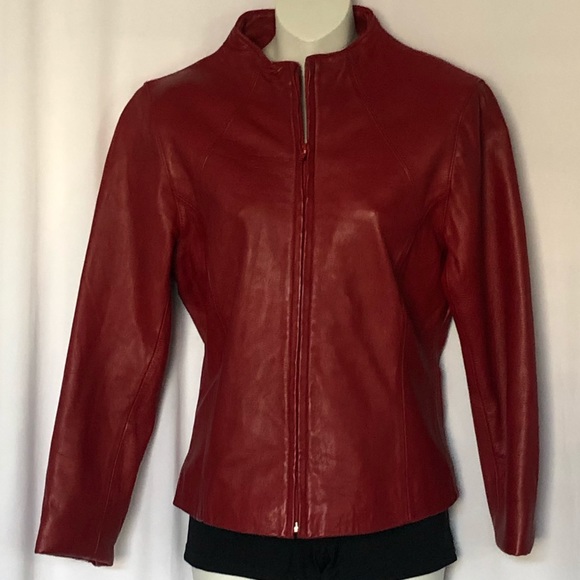 Genuine Red Leather Jacket - Picture 1 of 5